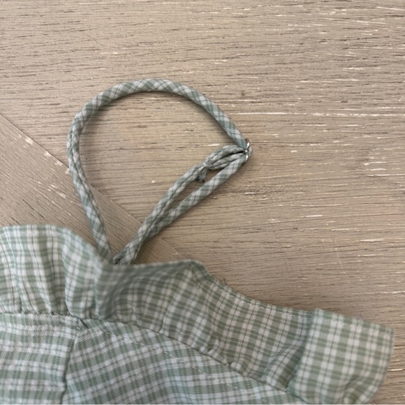 Papaya Sage Green Gingham Crop Top - Picture 3 of 5